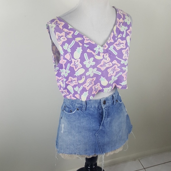 Real 80's Vintage Retro Beach Crop Top - Picture 3 of 8